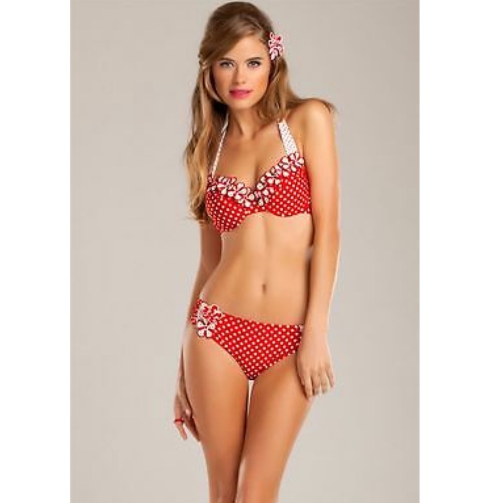 NWT Betsey Johnson Cherry Pinwheel PolkaDot Bikini